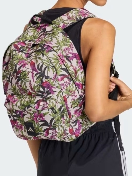 adidas Handbags - Adidas Floral Tropical Parrot Backpack - Pink & Green on Cream